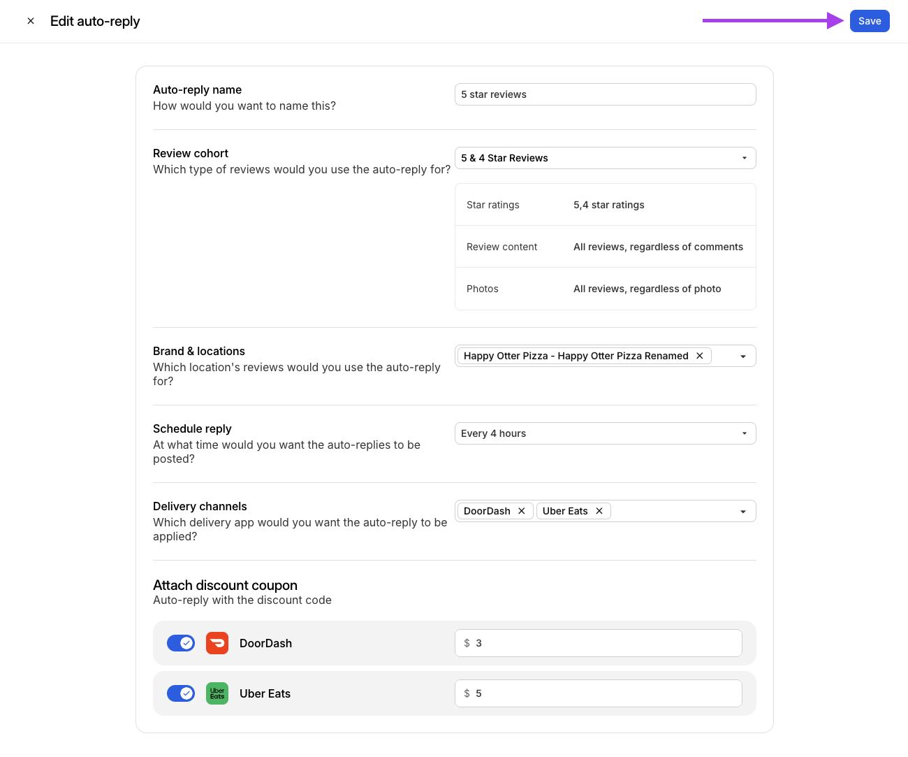 Enregistrer la nouvelle règle de réponse automatique