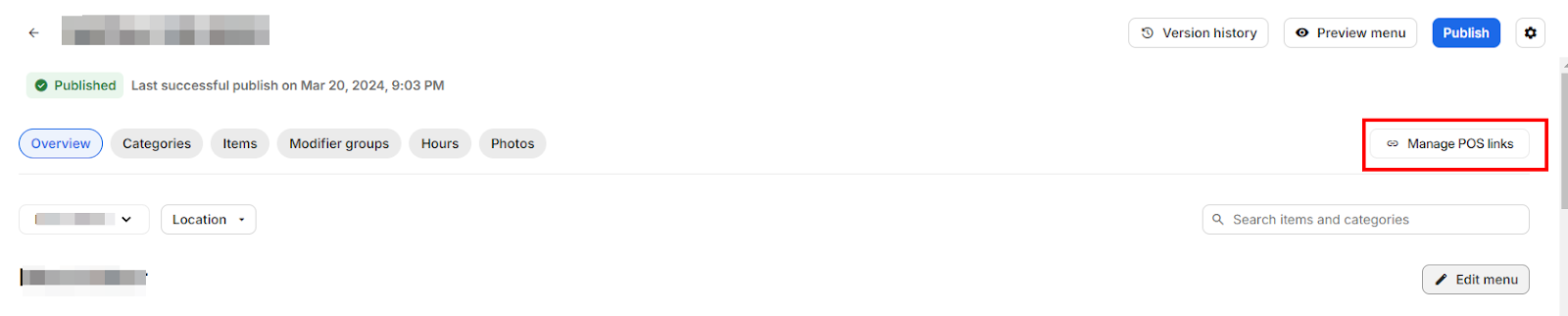 Étape 2 Comment vérifier si mon menu Otter est correctement synchronisé et lié à mon menu POS Revel?.png