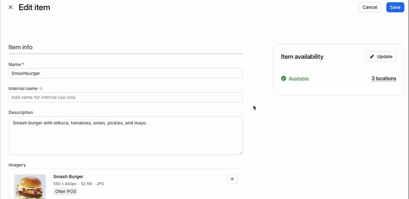 Section Tarification-Modifier l'élément GIF