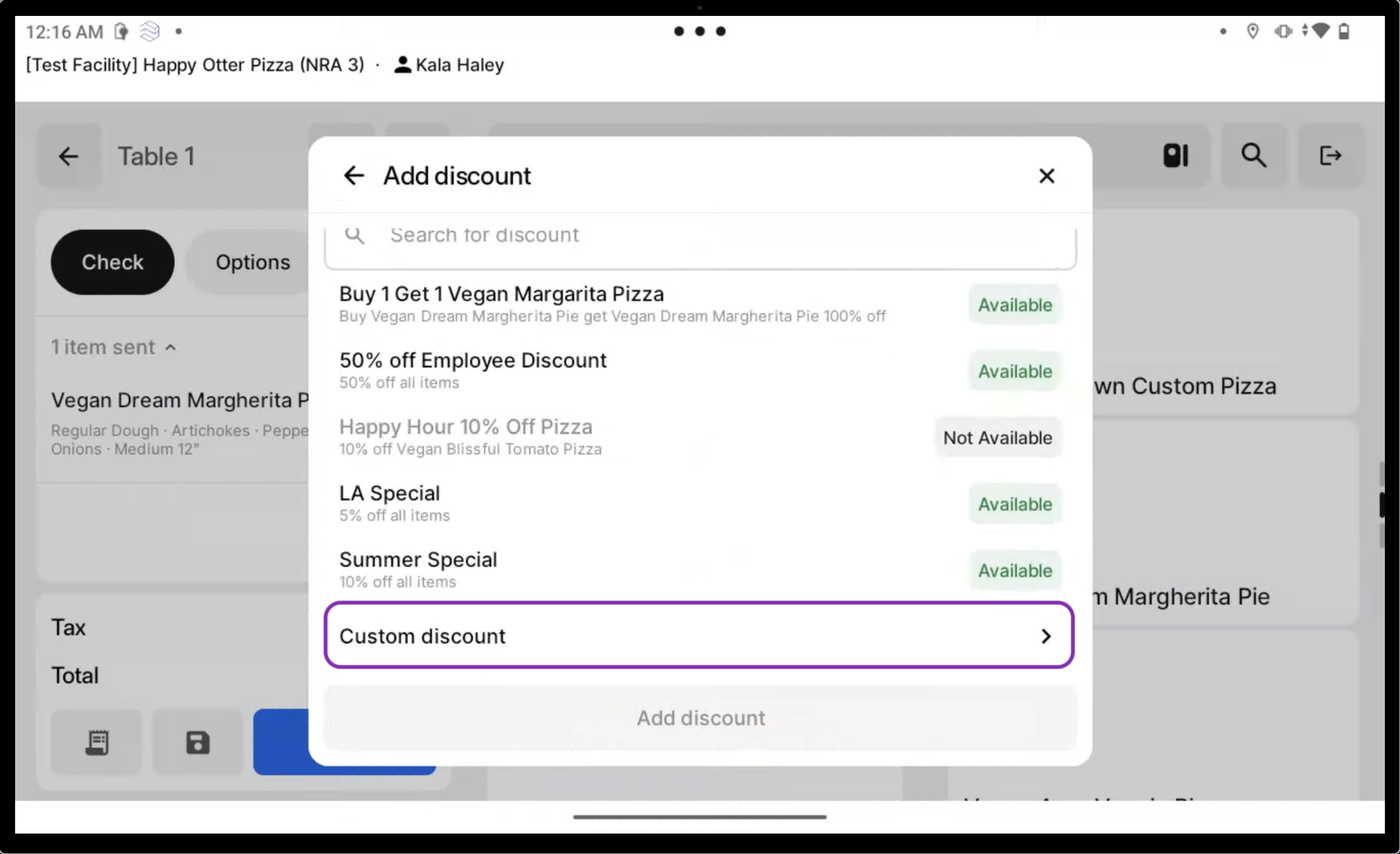 Select [Custom discount]