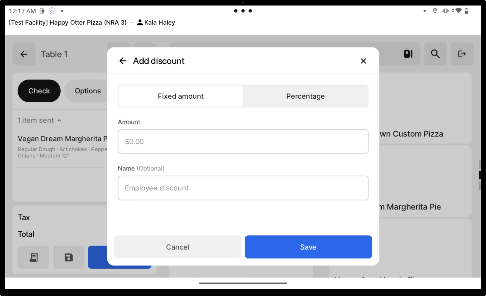 Fixed amount discount