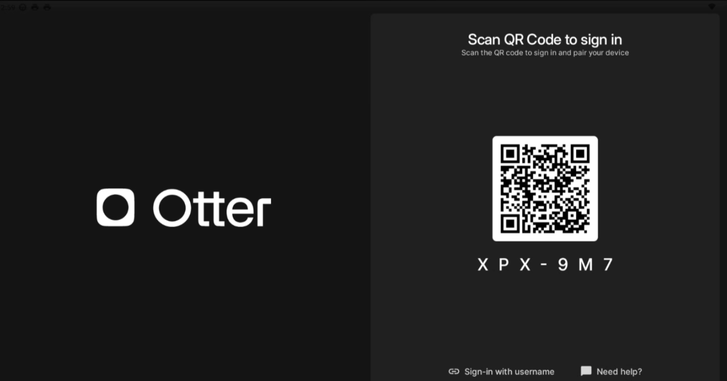 Kiosk Mini Pairing screen