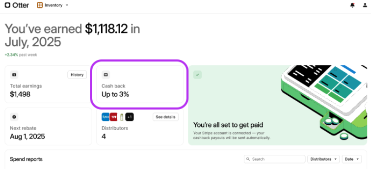 Cash-back amount display