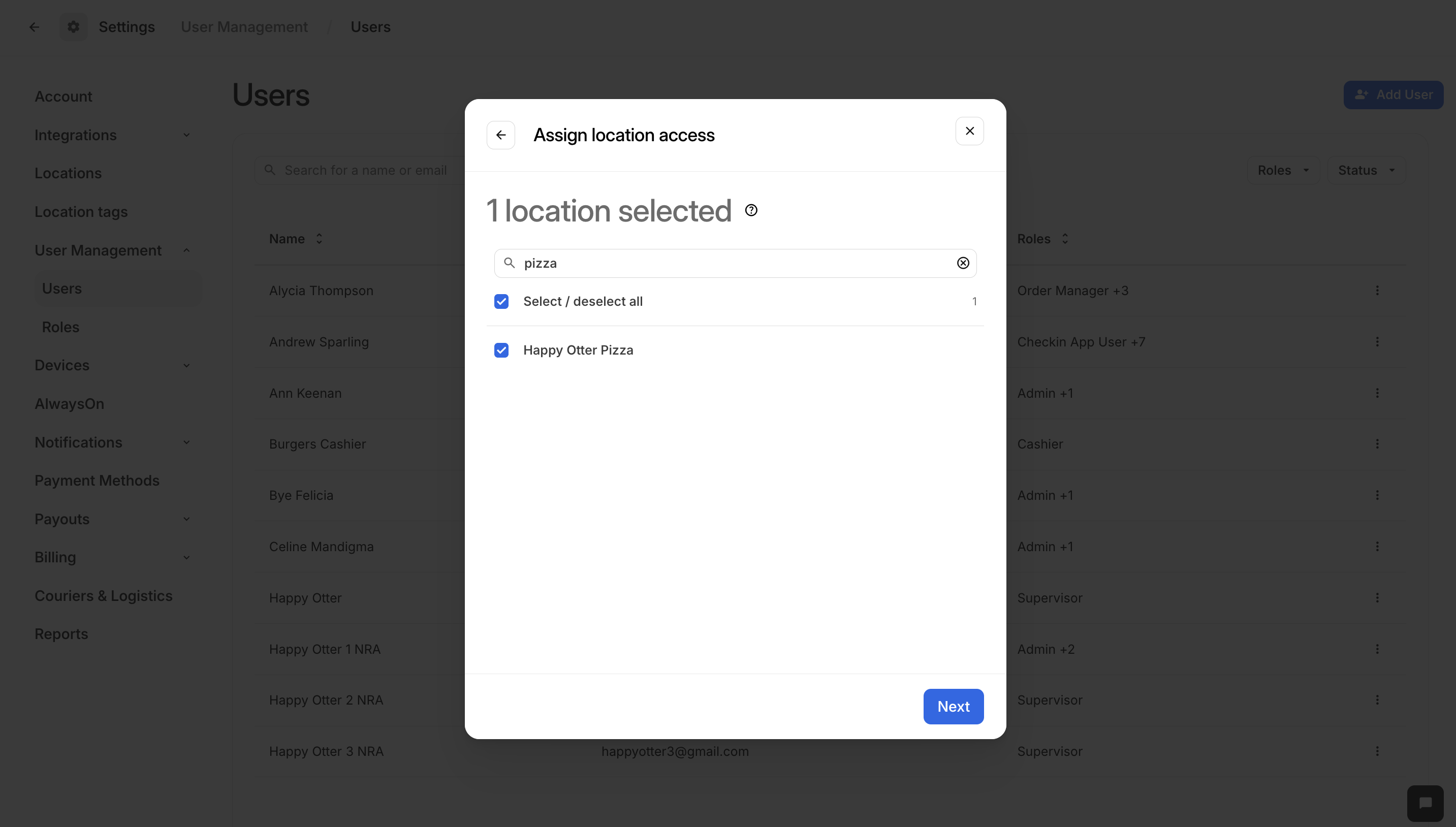 User location access