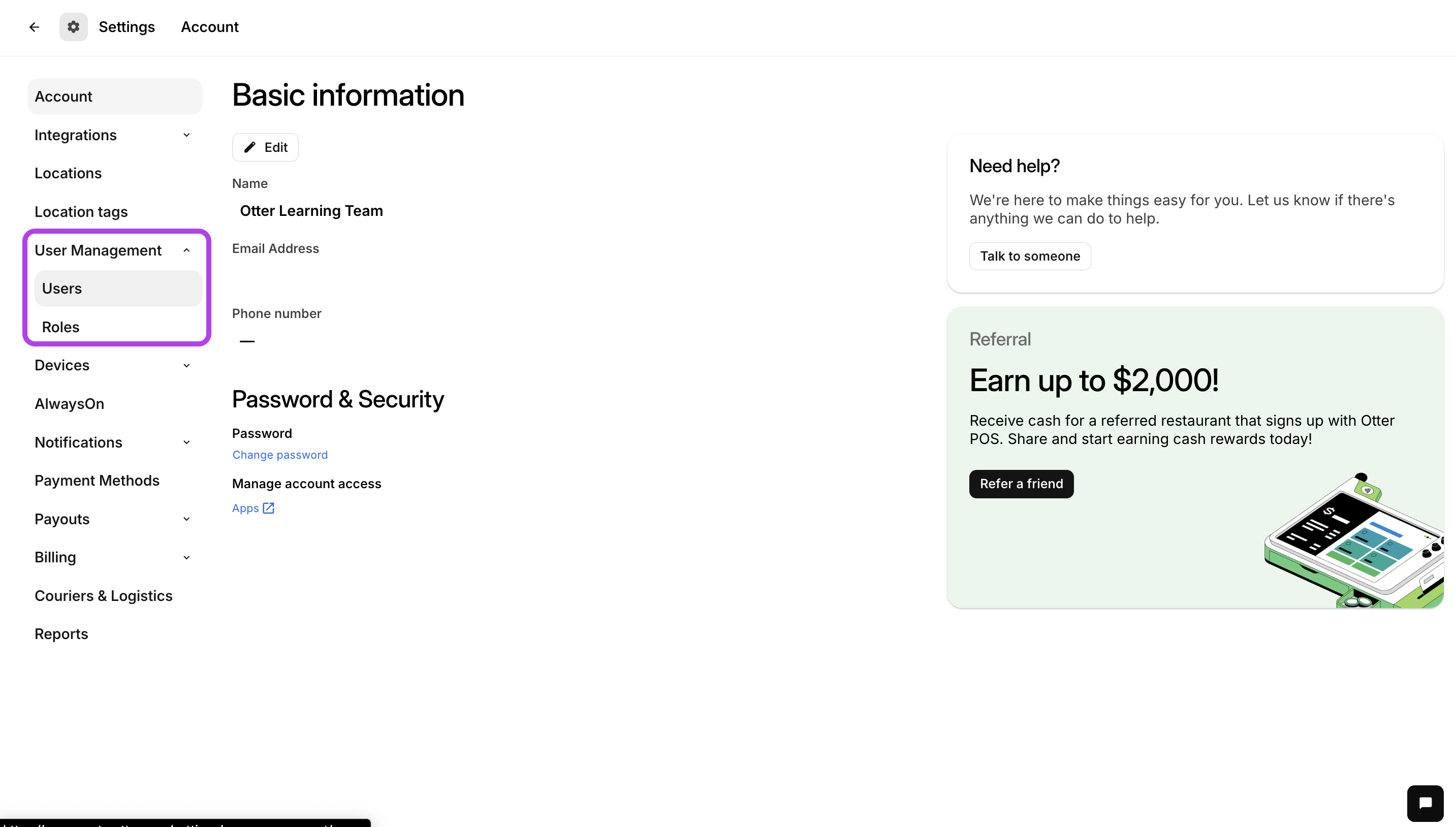 Gestion des utilisateurs