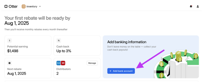 Add Bank Info Button- Rebates