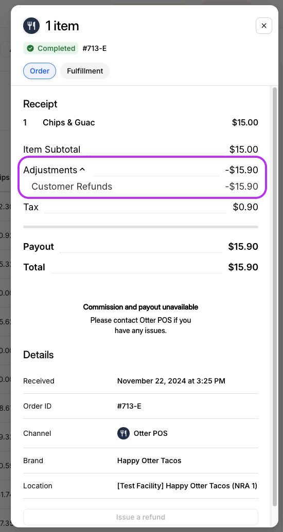 Customer Refund Ticket Listed