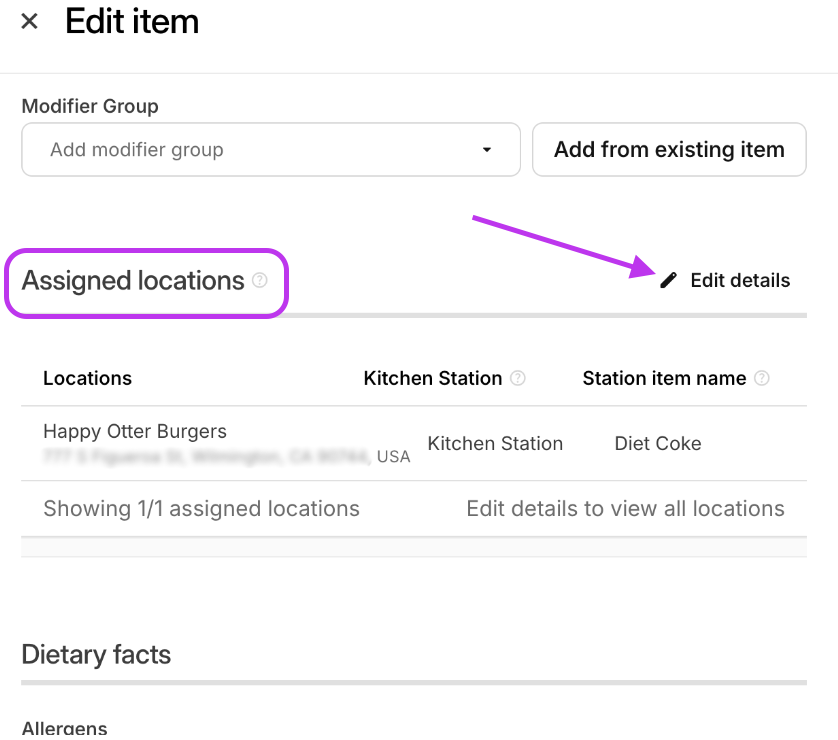 Edit Assigned Locations