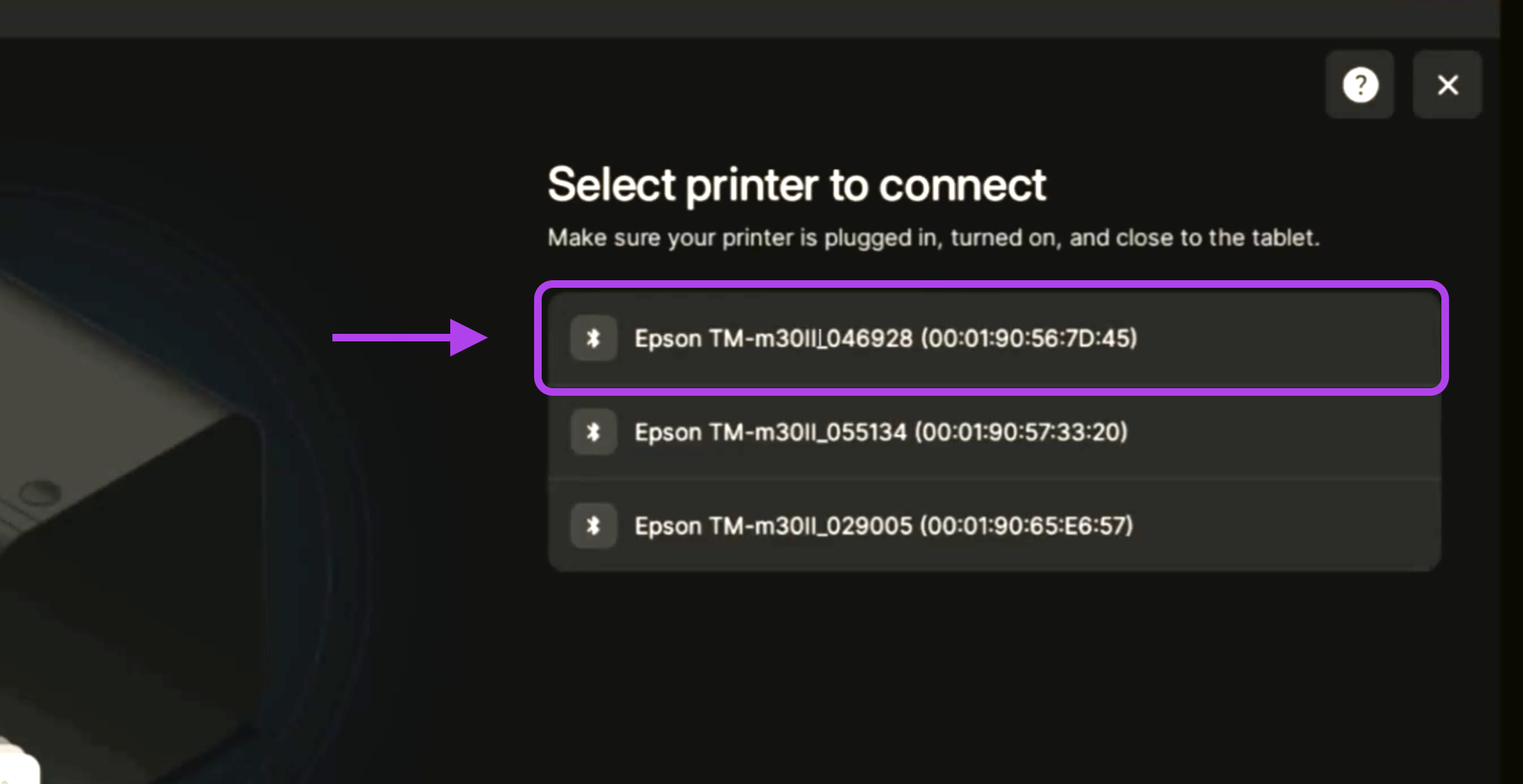 Epson TM-M30iii - select printer to connect.png