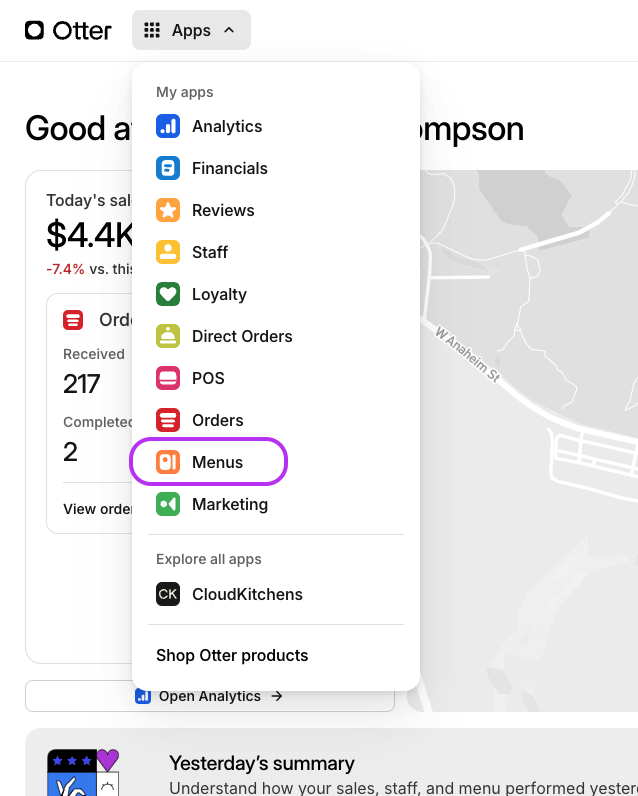 Menus App